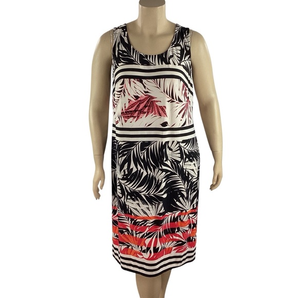 Catherines Sleeveless Palm Print Midi Dress Multicolor Size 0X - Picture 1 of 6